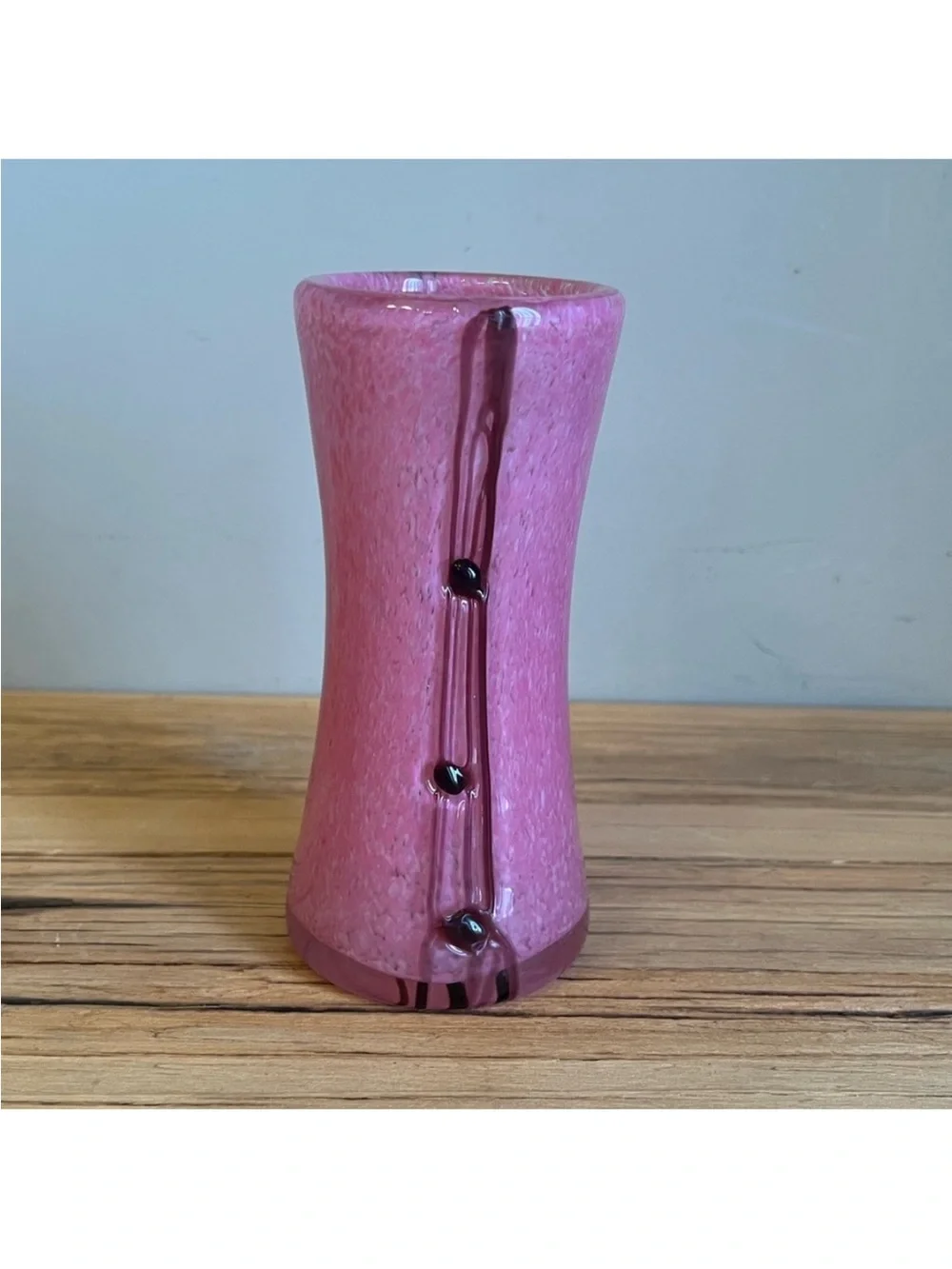 Hand-blown pink art glass vase